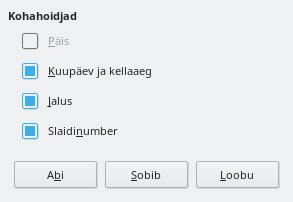 Ekraanipilt juhtslaidi elementide dialoogist
