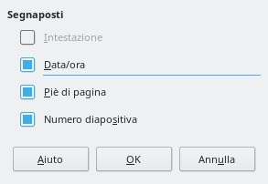 Finestra di dialogo Layout schema