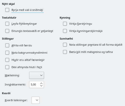 Impress General Options Dialog