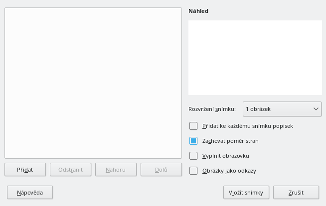 Dialogové okno Fotoalbum v Impressu