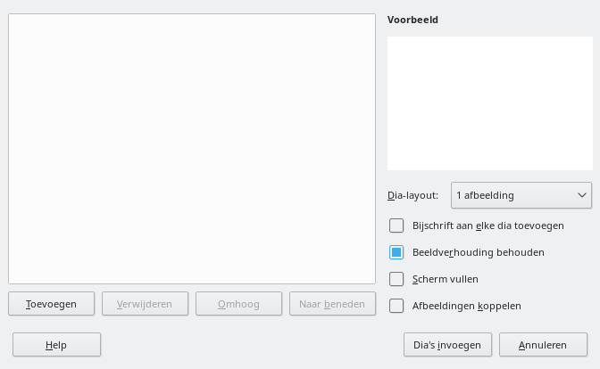 Afbeelding van dialoogvenster Opties - Impress - Foto-album