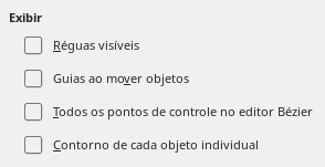 Caixa de diálogo de opções de exibição do Impress