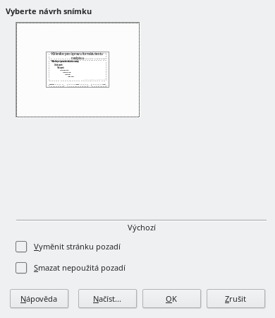 Dialogové okno Návrh snímku