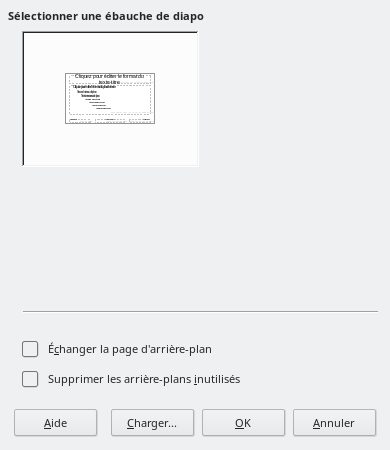 Boîte de dialogue Ébauche de diapo