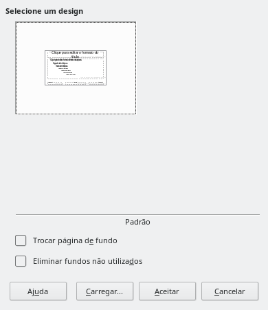 Caixa de diálogo Design de diapositivo