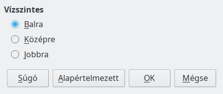 Igazítás párbeszédablak