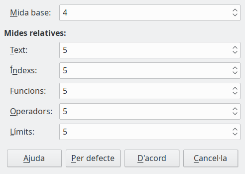Diàleg de la mida de lletra