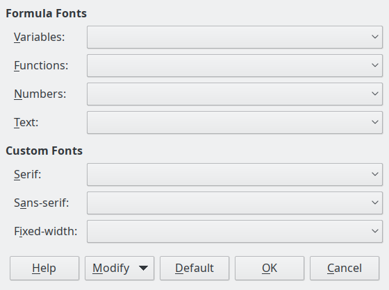 Font Type Dialogue Box