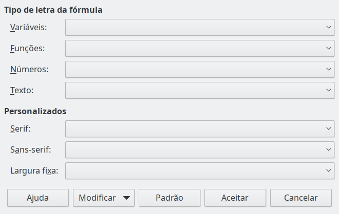 Caixa de diálogo Tipo de letra