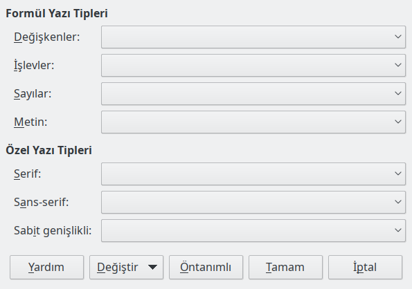 Yazı Tipi Türü Penceresi