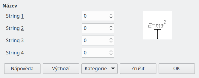 Dialogové okno Rozestupy