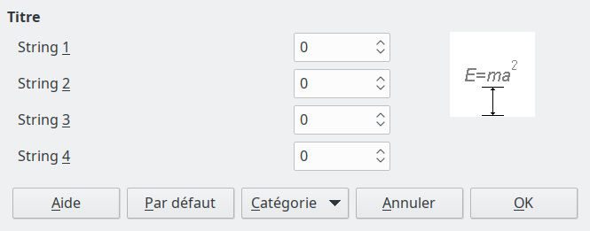 Boîte de dialogue d'espacement