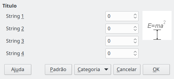 Caixa de diálogo espaçamento