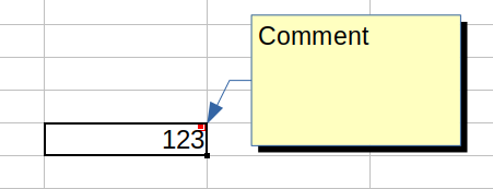 Cella con commento visualizzato