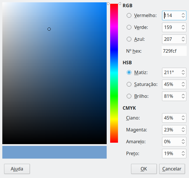 Janela Selecionar cor