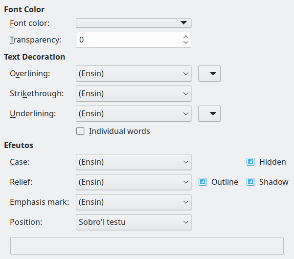 Font Effects Page Dialog Image