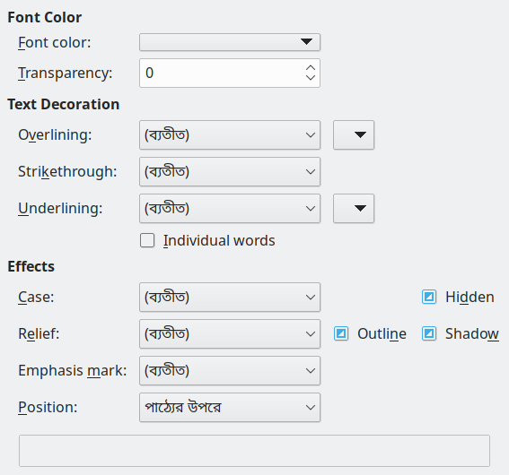 Font Effects Page Dialog Image