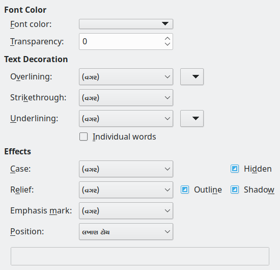 Font Effects Page Dialog Image