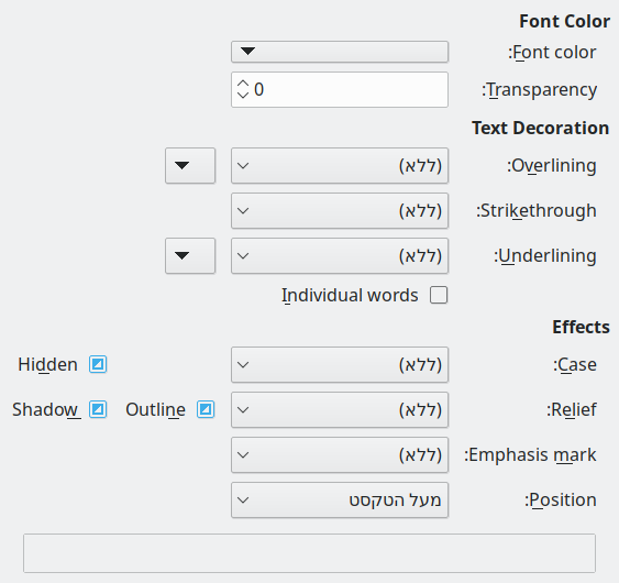 Font Effects Page Dialog Image