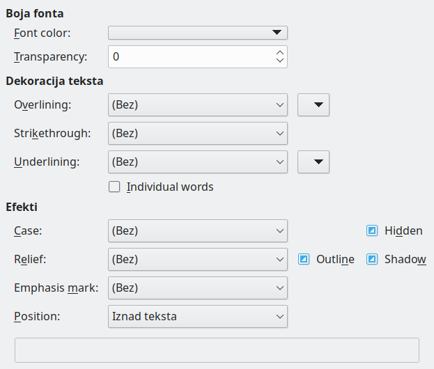 Font Effects Page Dialog Image