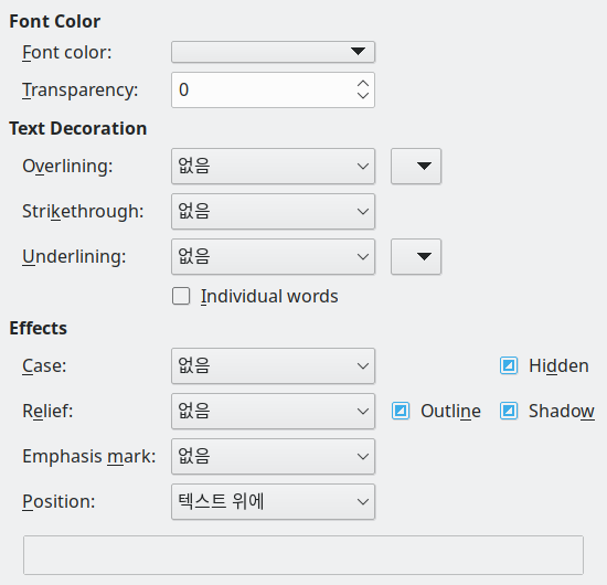 Font Effects Page Dialog Image