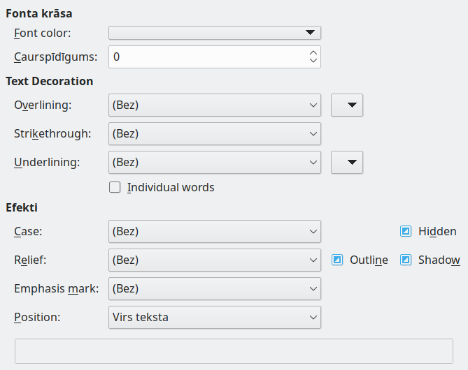 Font Effects Page Dialog Image