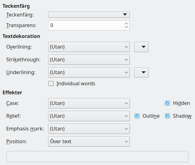 Font Effects Page Dialog Image