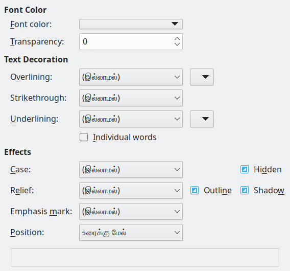 Font Effects Page Dialog Image