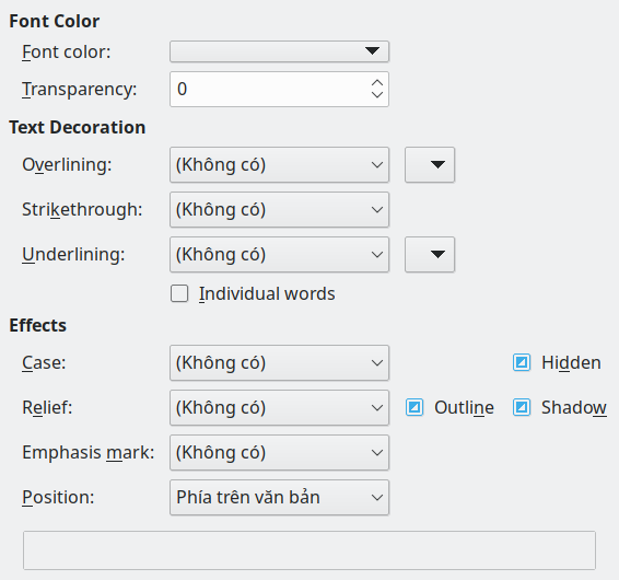 Font Effects Page Dialog Image