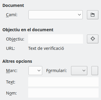 Imatge del diàleg Pàgina d'enllaços del document