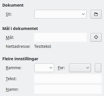 Dialogvindauget for hyperlenkje dokumentside