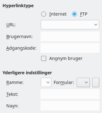 Billede af dialogen Hyperlink – Internet 