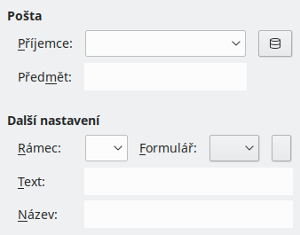 Obrázek dialogového okna Hypertextový odkaz - Pošta
