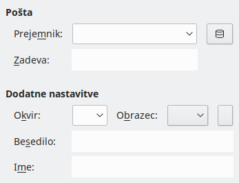 Slika pogovornega okna Hiperpovezava – E-pošta