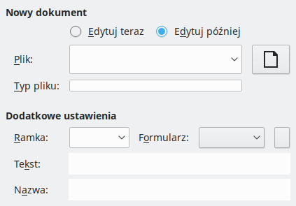 Obraz okna dialogowego hiperłącza nowego dokumentu