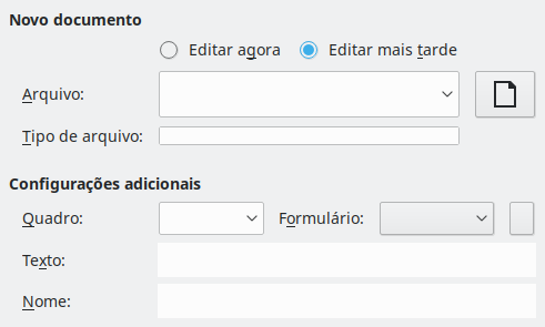 Imagem da caixa de diálogo Hiperlink Novo Documento