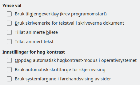 Dialogvindauget for tilgjenge
