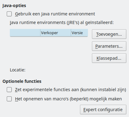 Afbeelding van dialoogvenster Opties - Geavanceerd