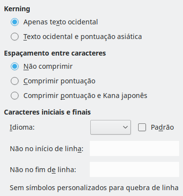 Imagem da caixa de diálogo Asiático