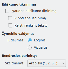 Kompleksinės teksto struktūros parinkčių lango nuotrauka