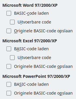 Afbeelding van dialoogvenster Opties - Laden/Opslaan