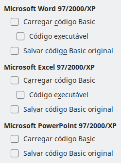 Imagem da caixa de diálogo Opções Carregar/Salvar