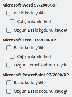 Seçenekler Kaydet/Yükle Penceresi Resmi