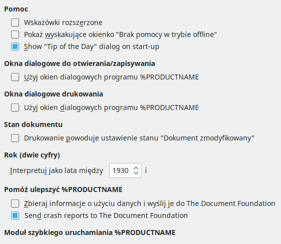 Obraz okna dialogowego ogólnych