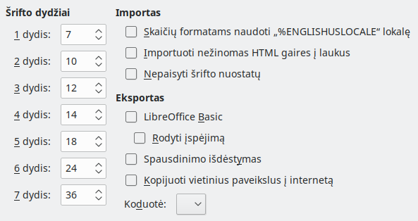 HTML suderinamumo parinkčių lango nuotrauka