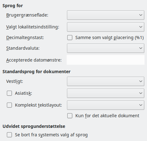 Billede af dialogen Indstillinger – Sprog