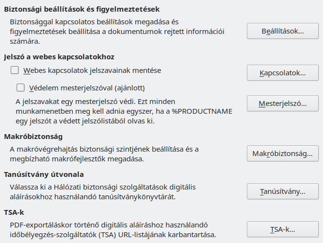 Options Security Dialog Image