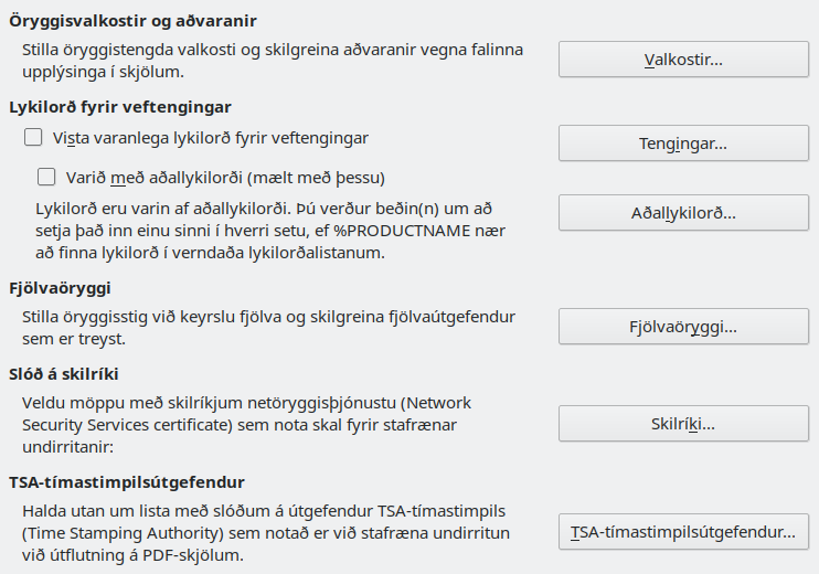 Options Security Dialog Image