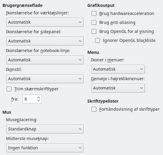 Billede af dialogen Vis indstillinger