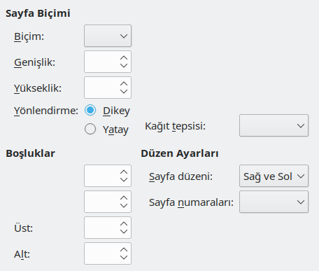 Sayfa biçimi sekme sayfası